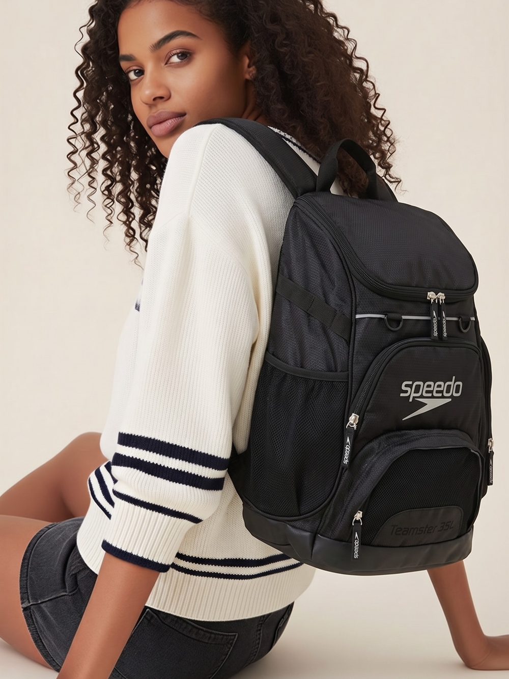 Speedo Black and Gray Teamster Mesh Backpack